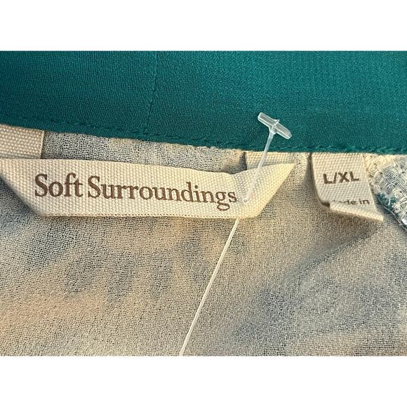 Soft Surroundings Kimono L/XL Turquoise Embroidered Sequined Floral Boho - Picture 7 of 8